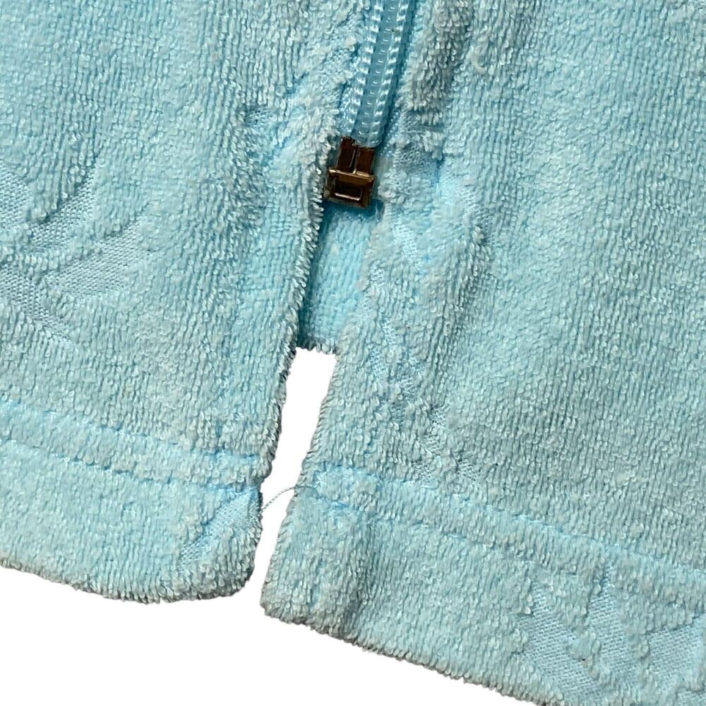 Sun Casuals Vintage Terry MuuMuu / Coverup Zip Up Turquoise Size XL Palm Tree - Picture 5 of 5